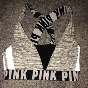 PINK black and gray sports bra